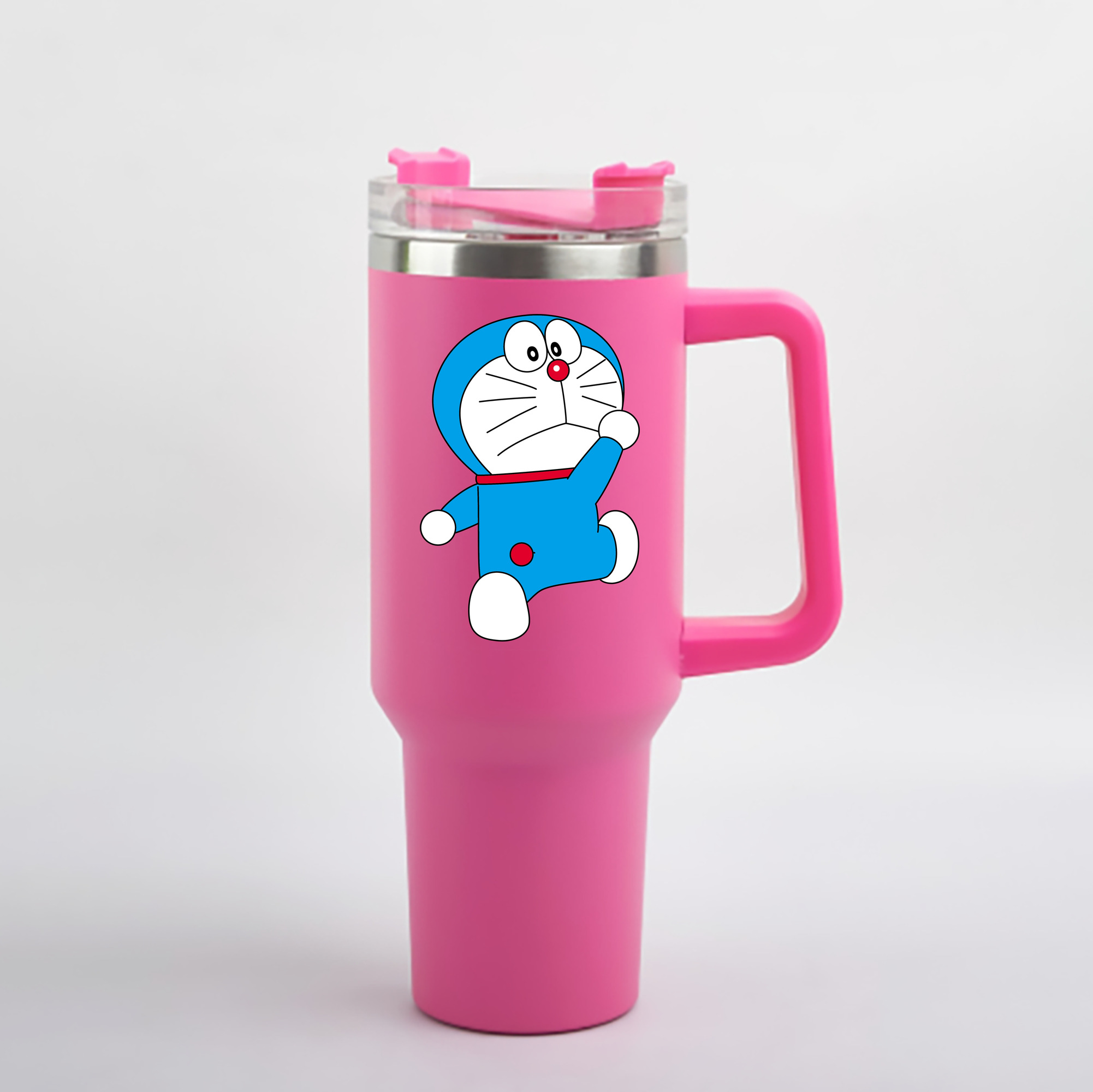 （画像用） ドラえもん Doraemon 1200mL車用タンブラー - クリスタルステッカー（プラスチックストロー付き）
